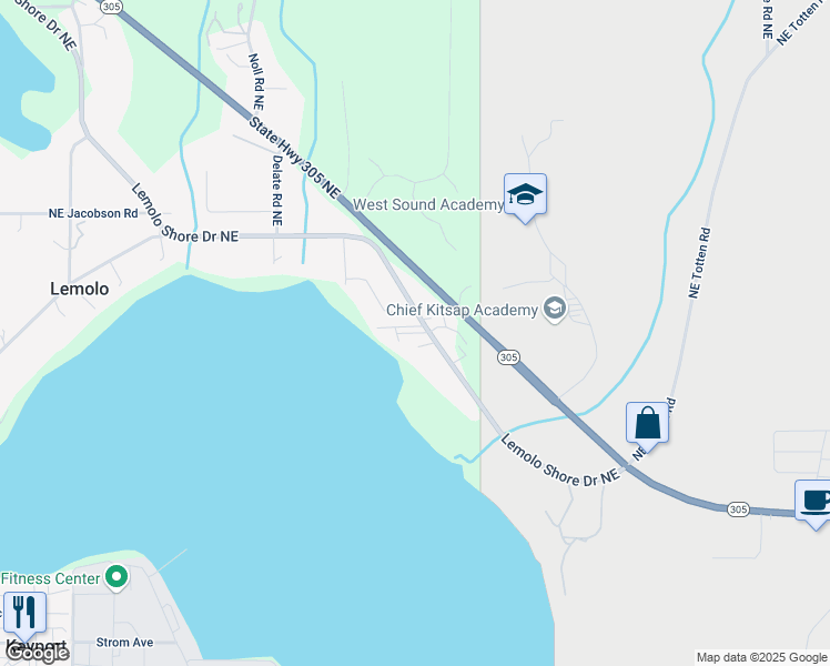 map of restaurants, bars, coffee shops, grocery stores, and more near 16415 Lemolo Shore Drive Northeast in Poulsbo
