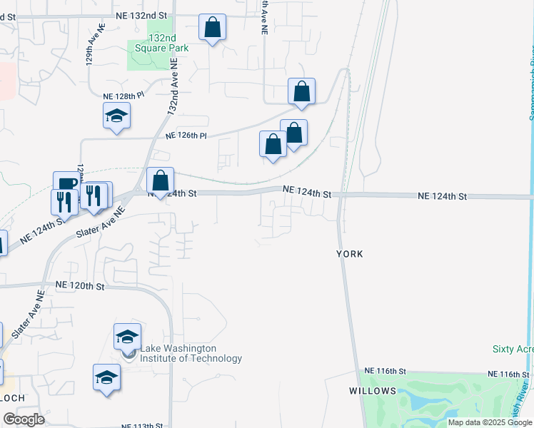 map of restaurants, bars, coffee shops, grocery stores, and more near 12327 137th Place Northeast in Kirkland