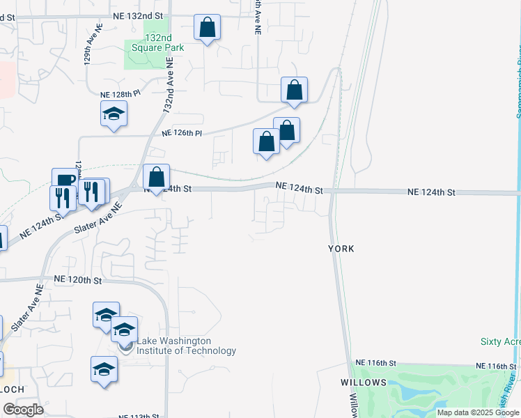 map of restaurants, bars, coffee shops, grocery stores, and more near 12327 137th Place Northeast in Kirkland
