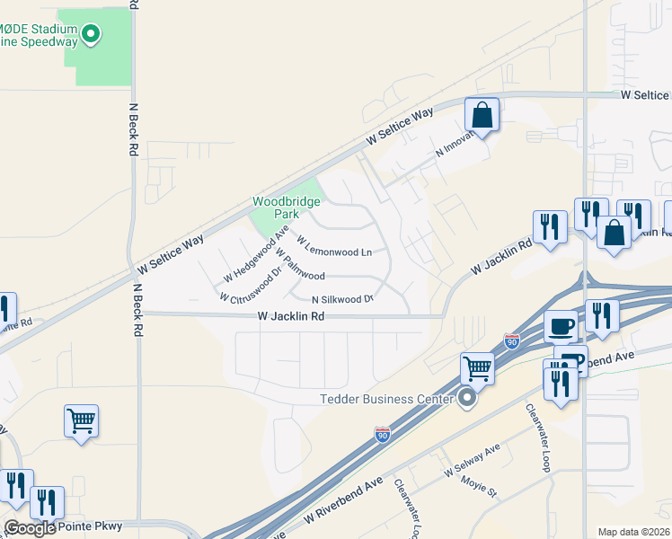 map of restaurants, bars, coffee shops, grocery stores, and more near 4955 West Palmwood Lane in Post Falls