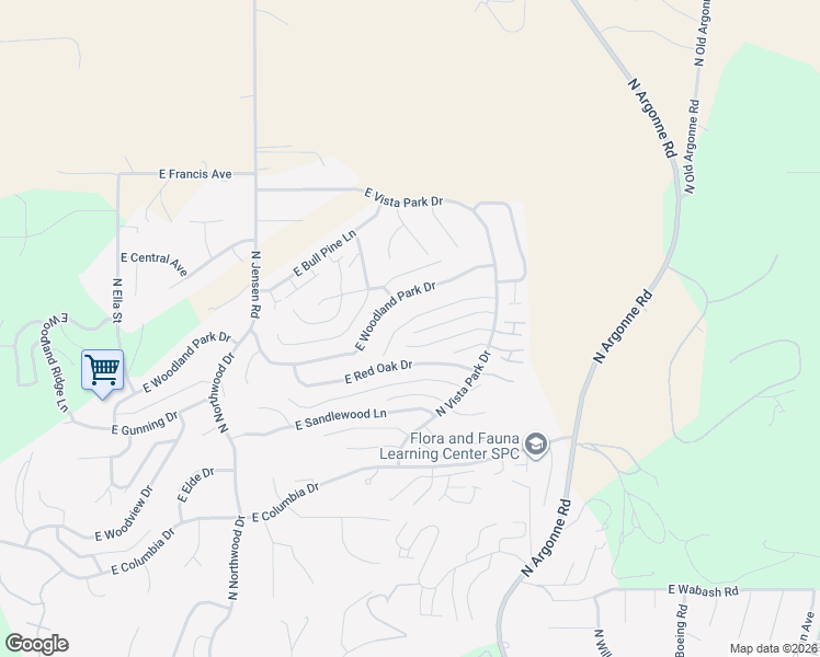 map of restaurants, bars, coffee shops, grocery stores, and more near 8706 East Woodside Lane in Spokane