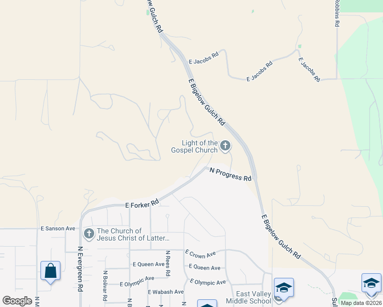 map of restaurants, bars, coffee shops, grocery stores, and more near 5721 N Forker Rd in Spokane