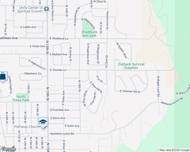 map of restaurants, bars, coffee shops, grocery stores, and more near 3529 21st Place in Coeur d'Alene