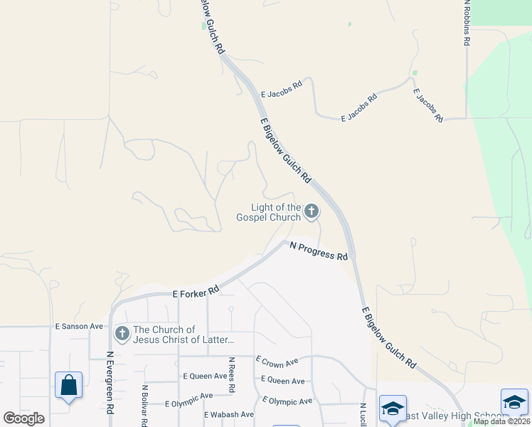 map of restaurants, bars, coffee shops, grocery stores, and more near 5721 North Forker Road in Spokane