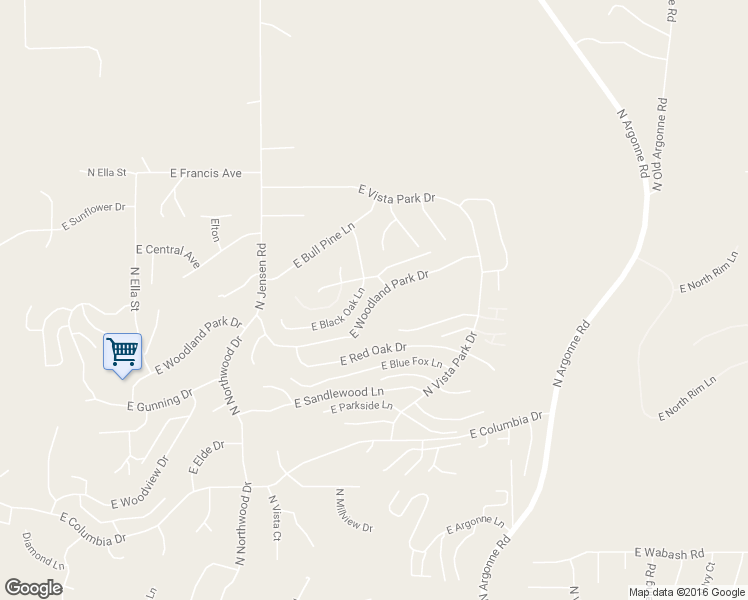 map of restaurants, bars, coffee shops, grocery stores, and more near East Woodland Park Drive in Spokane