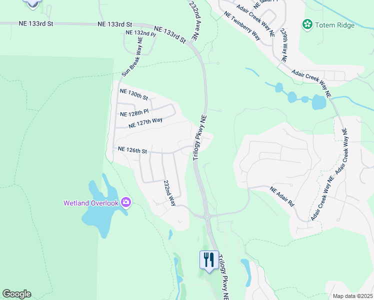 map of restaurants, bars, coffee shops, grocery stores, and more near 23263 Northeast 126th Street in Redmond