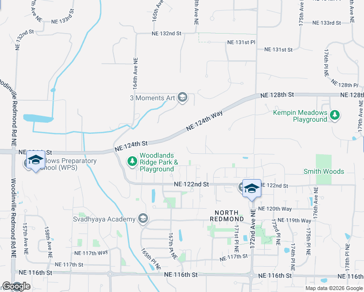 map of restaurants, bars, coffee shops, grocery stores, and more near 16707 Northeast 124th Street in Redmond