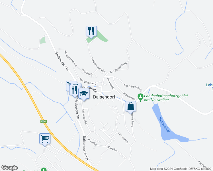 map of restaurants, bars, coffee shops, grocery stores, and more near 6A Am Fehrenberg in Daisendorf