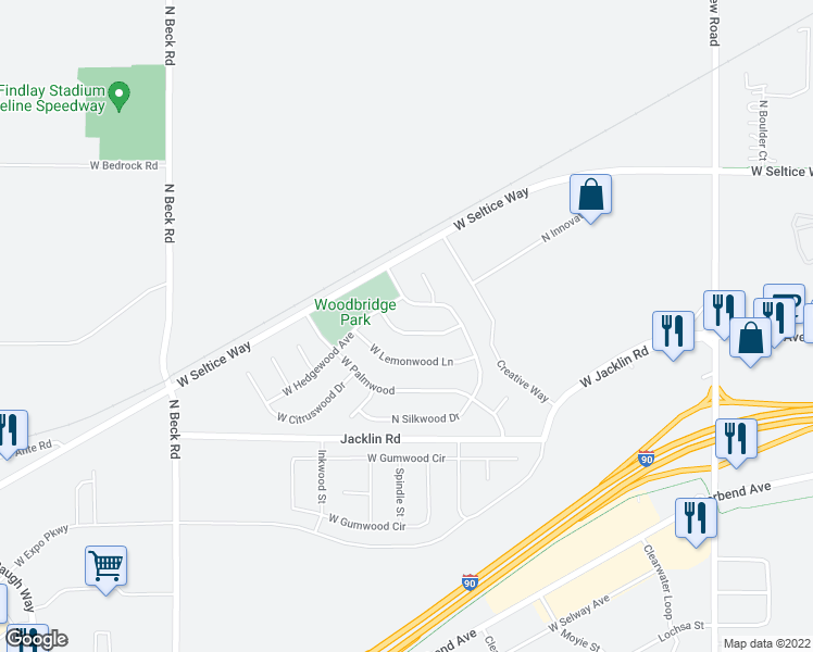 map of restaurants, bars, coffee shops, grocery stores, and more near 4885 West Candlewood Drive in Post Falls