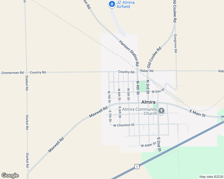 map of restaurants, bars, coffee shops, grocery stores, and more near 121 North 6th Street in Almira