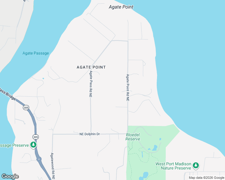map of restaurants, bars, coffee shops, grocery stores, and more near 16445 Agate Point Road Northeast in Bainbridge Island