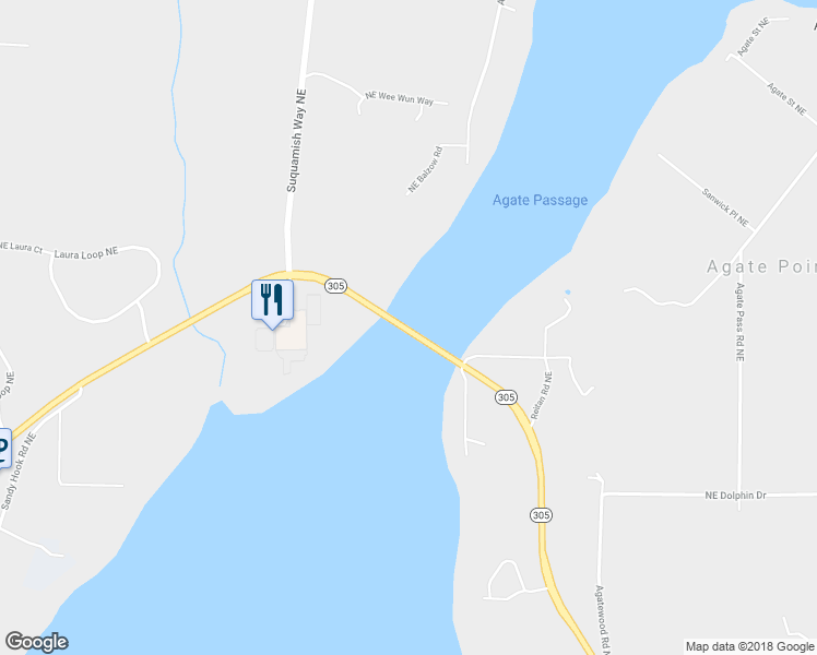 map of restaurants, bars, coffee shops, grocery stores, and more near Agate Pass Bridge in Suquamish