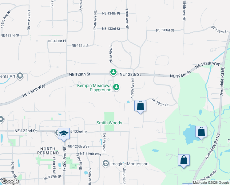 map of restaurants, bars, coffee shops, grocery stores, and more near 12614 177th Avenue Northeast in Redmond
