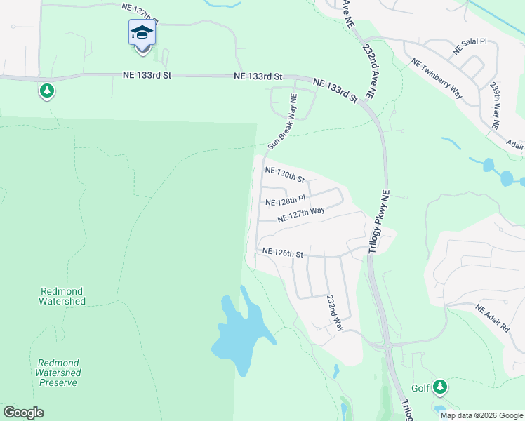 map of restaurants, bars, coffee shops, grocery stores, and more near 22846 Northeast 128th Place in Redmond