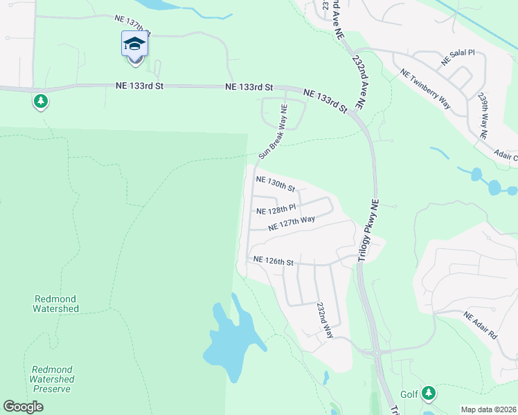 map of restaurants, bars, coffee shops, grocery stores, and more near 22846 Northeast 128th Place in Redmond