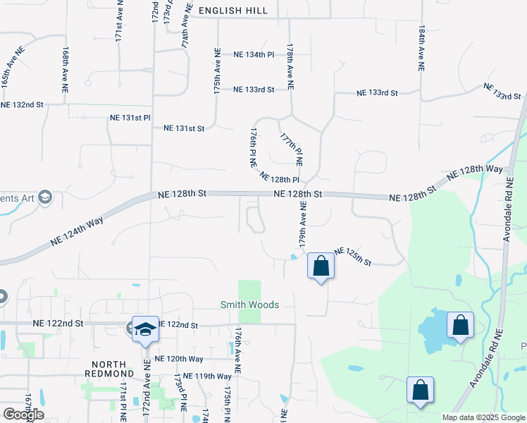 map of restaurants, bars, coffee shops, grocery stores, and more near 12614 177th Avenue Northeast in Redmond