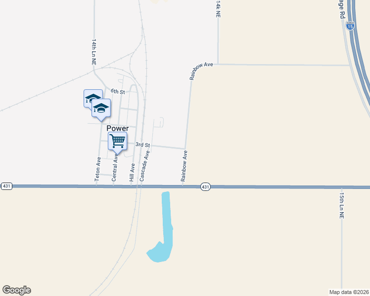 map of restaurants, bars, coffee shops, grocery stores, and more near 301 Rainbow Avenue in Power