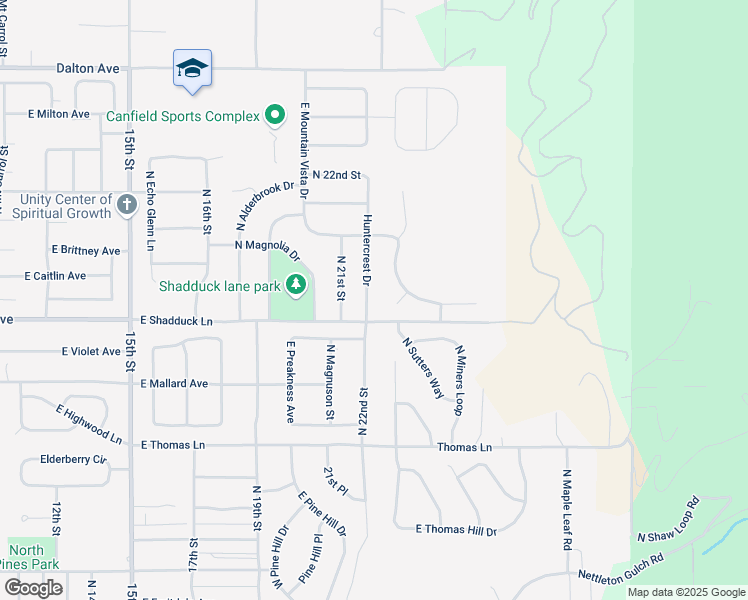 map of restaurants, bars, coffee shops, grocery stores, and more near 4044 North Huntercrest Drive in Coeur d'Alene