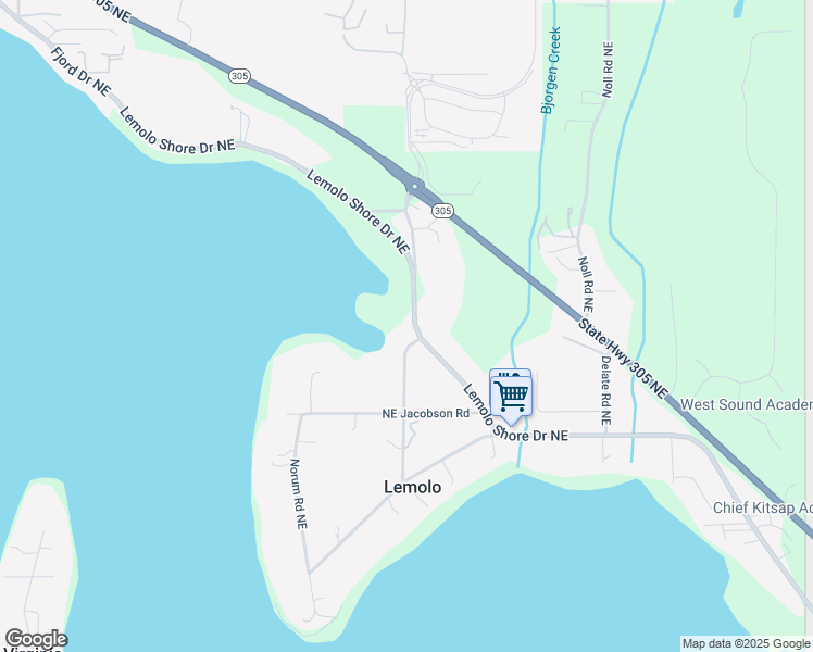 map of restaurants, bars, coffee shops, grocery stores, and more near 16801 Brauer Road Northeast in Poulsbo