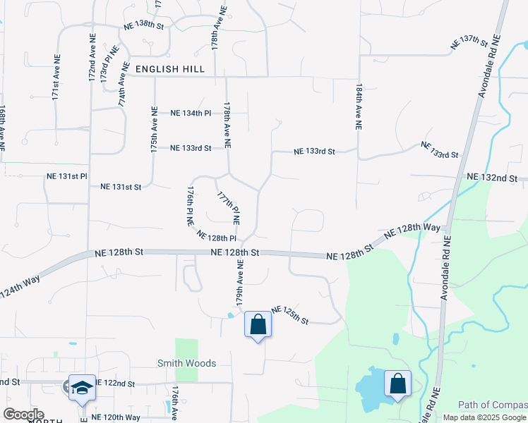 map of restaurants, bars, coffee shops, grocery stores, and more near 12942 179th Avenue Northeast in Redmond