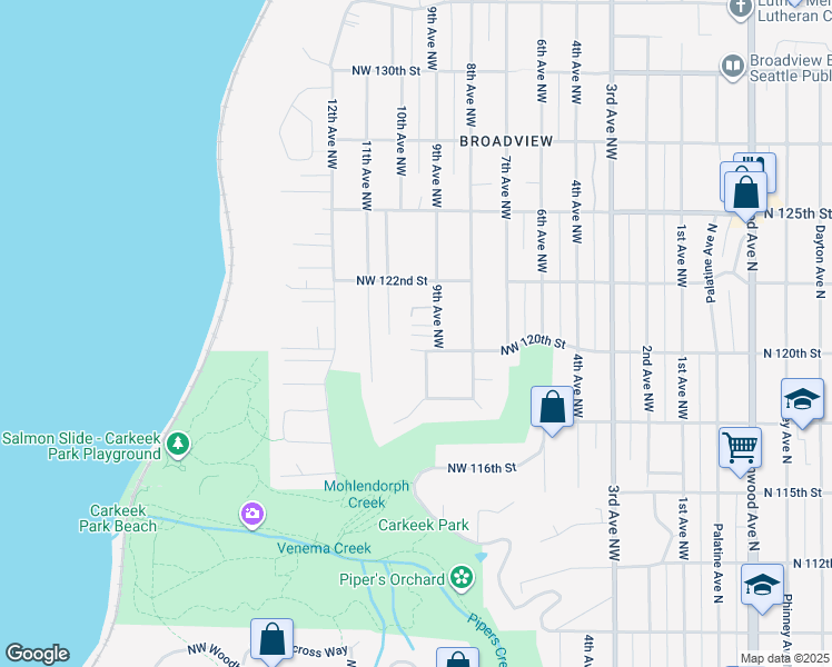 map of restaurants, bars, coffee shops, grocery stores, and more near 12013B 9th Avenue Northwest in Seattle