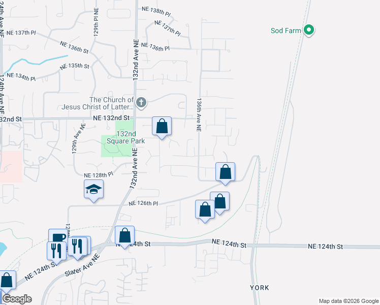 map of restaurants, bars, coffee shops, grocery stores, and more near 13006 135th Place Northeast in Kirkland