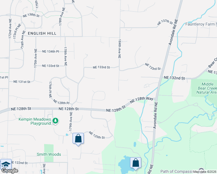map of restaurants, bars, coffee shops, grocery stores, and more near 18138 Northeast 130th Place in Redmond