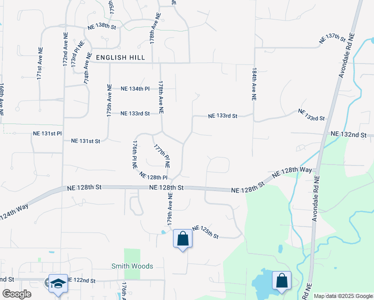 map of restaurants, bars, coffee shops, grocery stores, and more near 12942 179th Avenue Northeast in Redmond