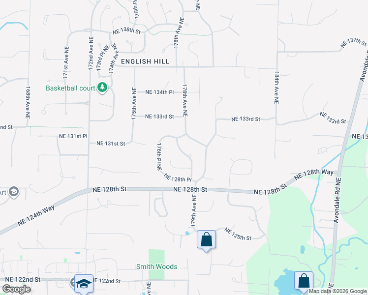 map of restaurants, bars, coffee shops, grocery stores, and more near 12928 177th Place Northeast in Redmond
