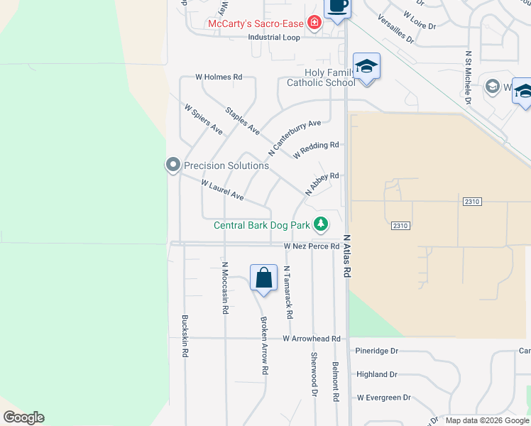 map of restaurants, bars, coffee shops, grocery stores, and more near 4008 Nottingham Lane in Coeur d'Alene