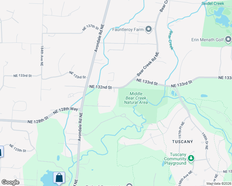 map of restaurants, bars, coffee shops, grocery stores, and more near 19112 Northeast 130th Street in Redmond