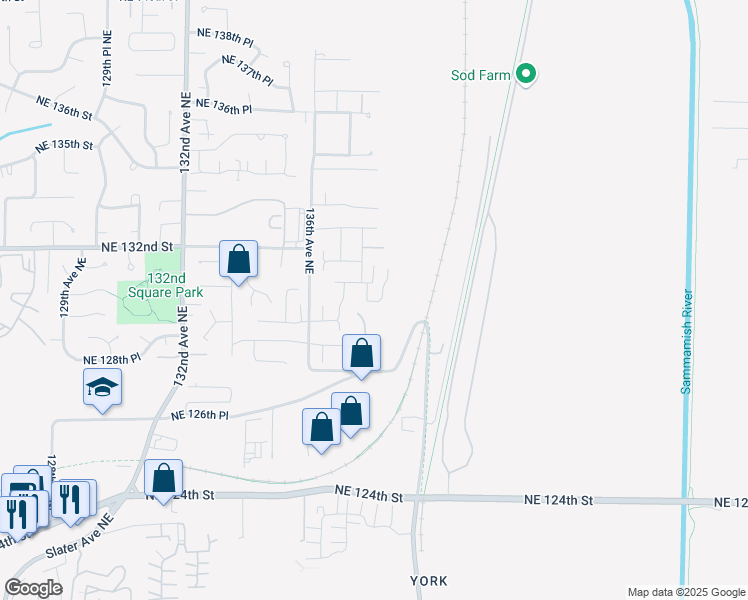 map of restaurants, bars, coffee shops, grocery stores, and more near 12911 139th Avenue Northeast in Kirkland