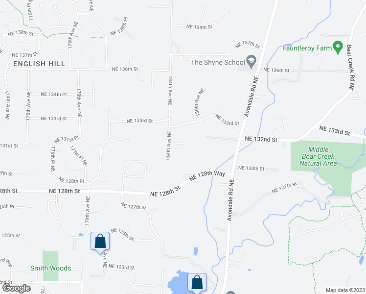 map of restaurants, bars, coffee shops, grocery stores, and more near 13112 184th Avenue Northeast in Redmond