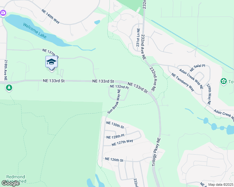 map of restaurants, bars, coffee shops, grocery stores, and more near 13273 Sun Break Way Northeast in Redmond