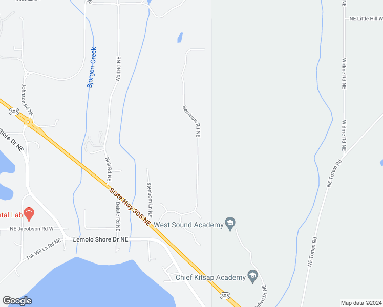 map of restaurants, bars, coffee shops, grocery stores, and more near 16765 Seminole Road Northeast in Poulsbo