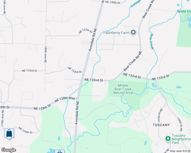 map of restaurants, bars, coffee shops, grocery stores, and more near 19020 Northeast 132nd Street in Woodinville
