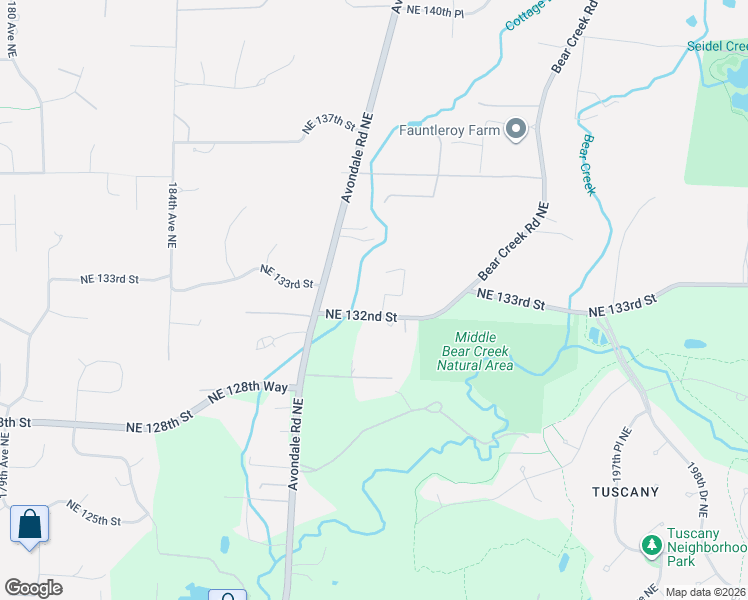 map of restaurants, bars, coffee shops, grocery stores, and more near 19020 Northeast 132nd Street in Woodinville