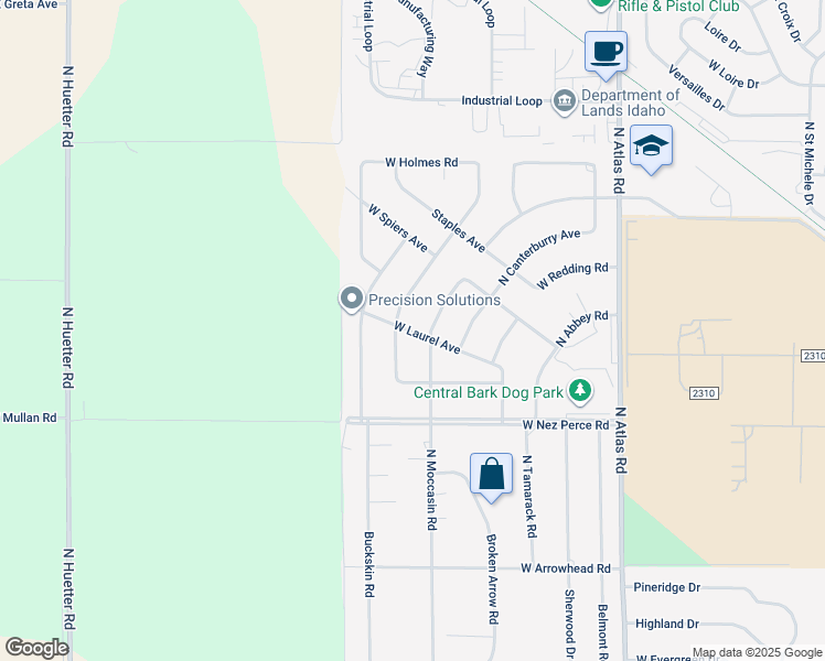 map of restaurants, bars, coffee shops, grocery stores, and more near 4212 West Laurel Avenue in Coeur d'Alene