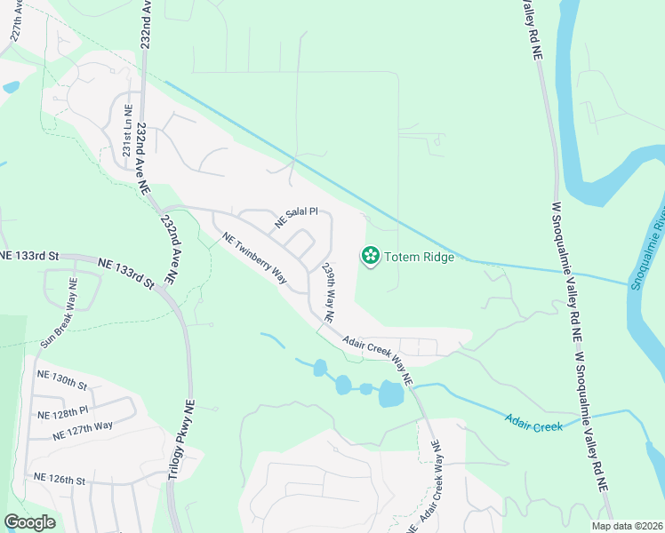 map of restaurants, bars, coffee shops, grocery stores, and more near 13334 239th Way Northeast in Redmond
