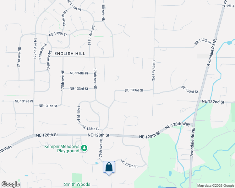 map of restaurants, bars, coffee shops, grocery stores, and more near 18012 Northeast 132nd Street in Redmond