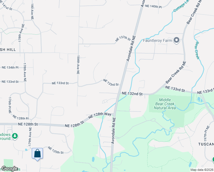map of restaurants, bars, coffee shops, grocery stores, and more near 18721 Northeast 133rd Street in Woodinville
