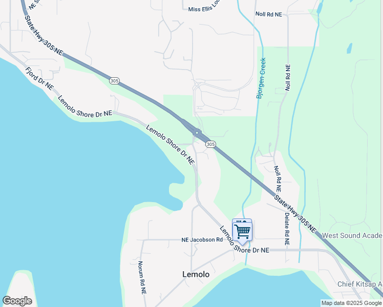 map of restaurants, bars, coffee shops, grocery stores, and more near 16950 Peterson Way Northeast in Poulsbo