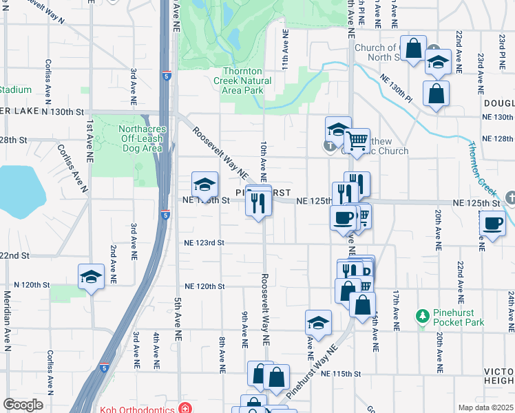 map of restaurants, bars, coffee shops, grocery stores, and more near in Seattle