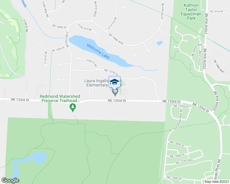 map of restaurants, bars, coffee shops, grocery stores, and more near 22130 Northeast 133rd Street in Woodinville
