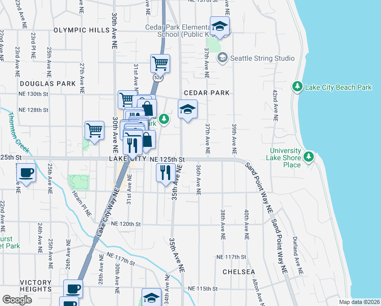 map of restaurants, bars, coffee shops, grocery stores, and more near in Seattle