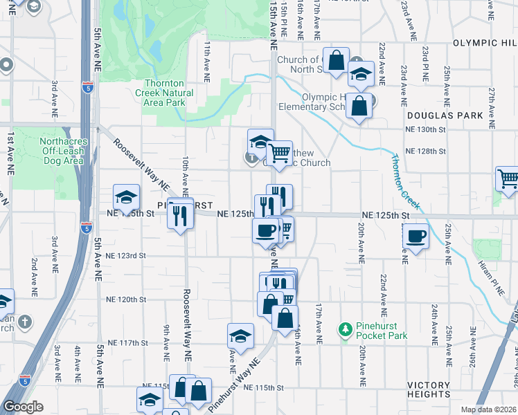 map of restaurants, bars, coffee shops, grocery stores, and more near in Seattle