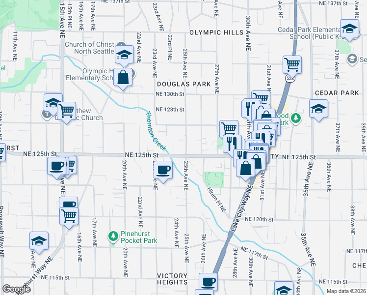 map of restaurants, bars, coffee shops, grocery stores, and more near in Seattle