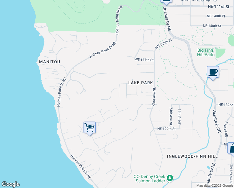 map of restaurants, bars, coffee shops, grocery stores, and more near 13220 68th Place Northeast in Kirkland