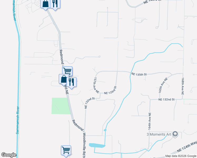 map of restaurants, bars, coffee shops, grocery stores, and more near 13501 157th Court Northeast in Redmond