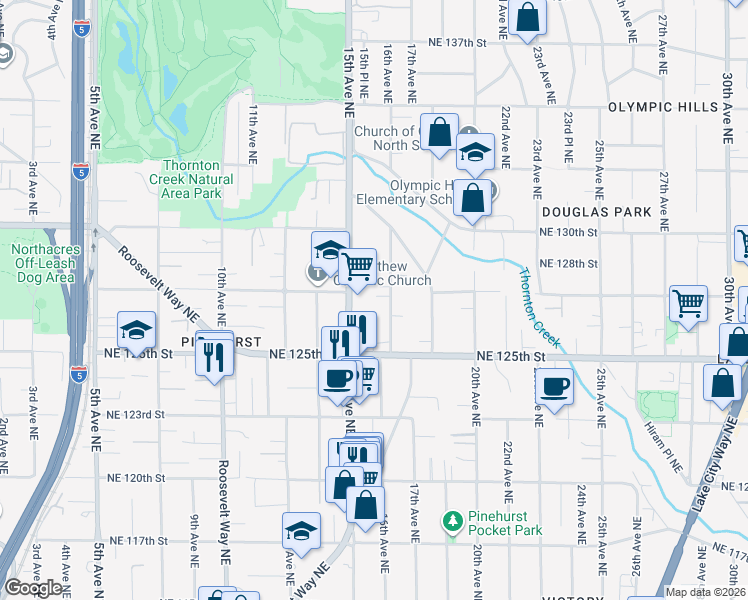 map of restaurants, bars, coffee shops, grocery stores, and more near 12559 17th Avenue Northeast in Seattle